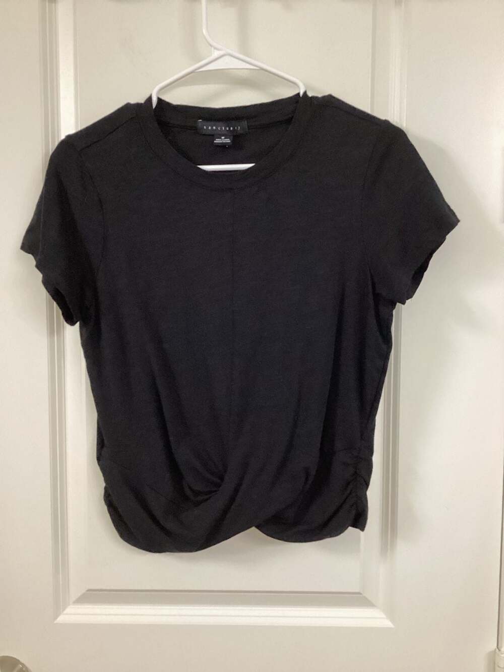 Sanctuary Women's Black Twist-Front Short Sleeve T-Shirt